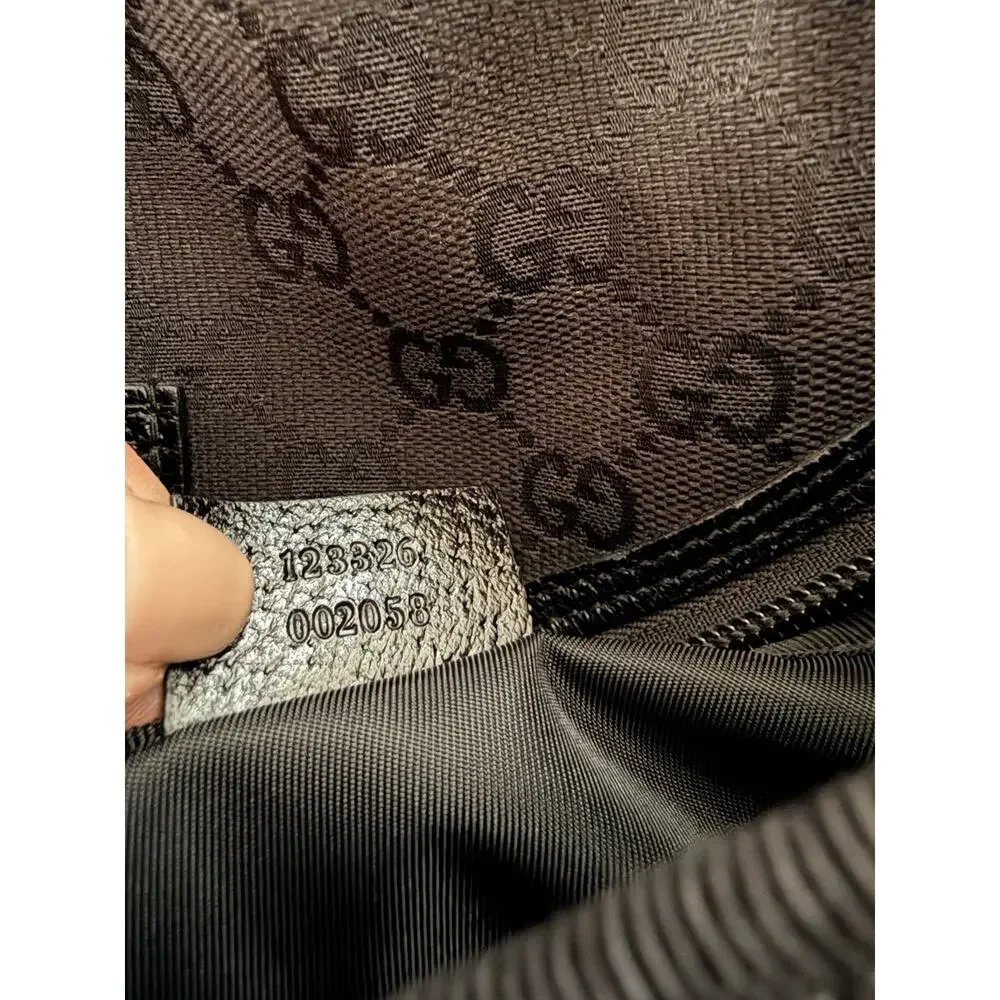 Gucci GG Black Diaper Nappy Baby Bag Canvas/Leather Trim w/Changing Mat Lsaja